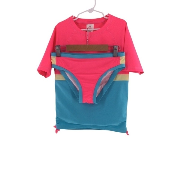 #012 Sketchers Girl's Color Block Two Piece Swimsuit - Picture 1 of 10